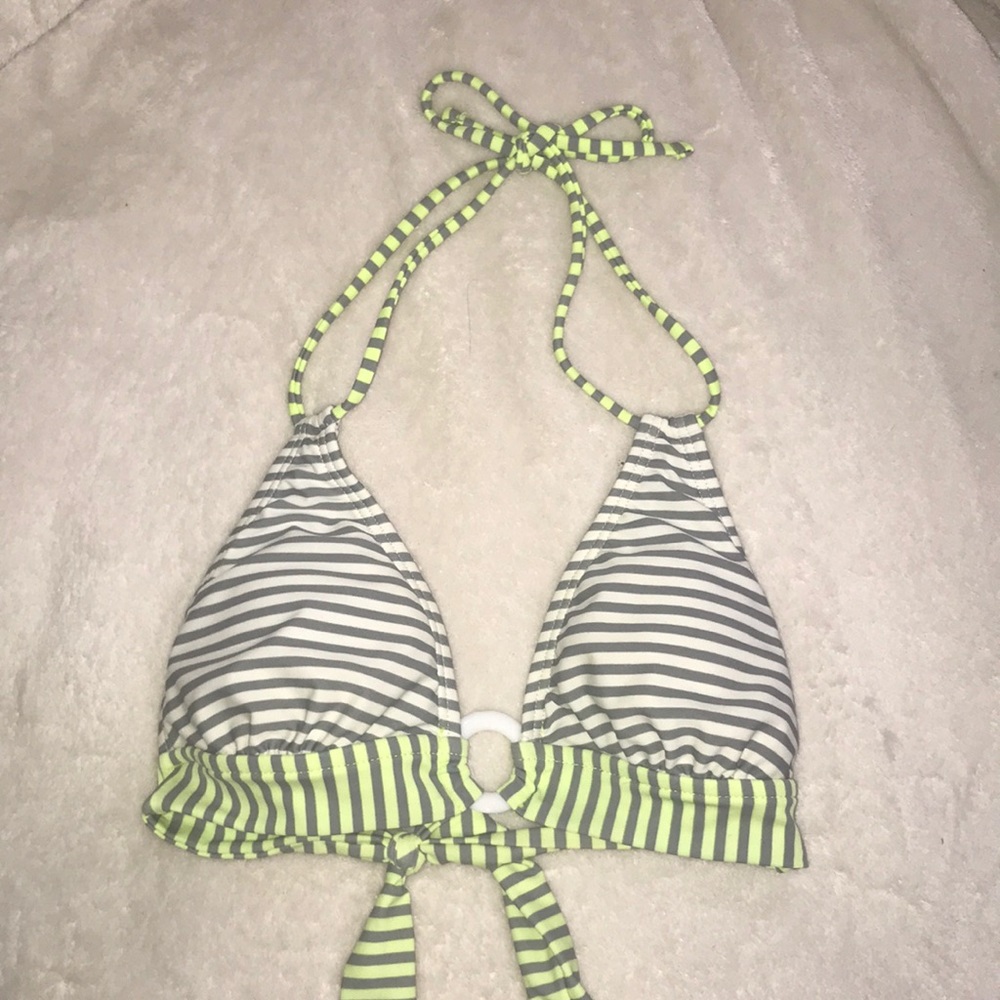 cute striped grey/yellow bikini top